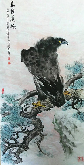 侯跃清作品2《高瞻远瞩》四尺整张 2016年